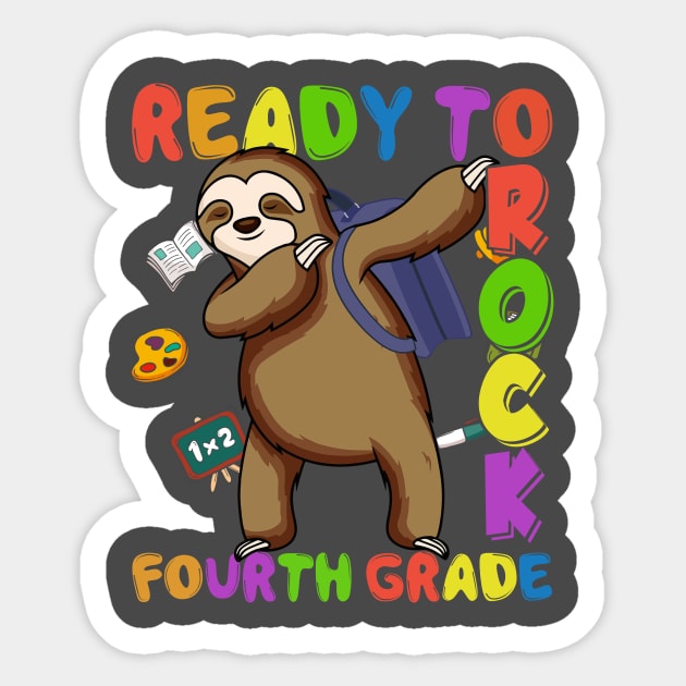 Dabbing 4th Grade Sloth Back To School Sticker by kateeleone97023